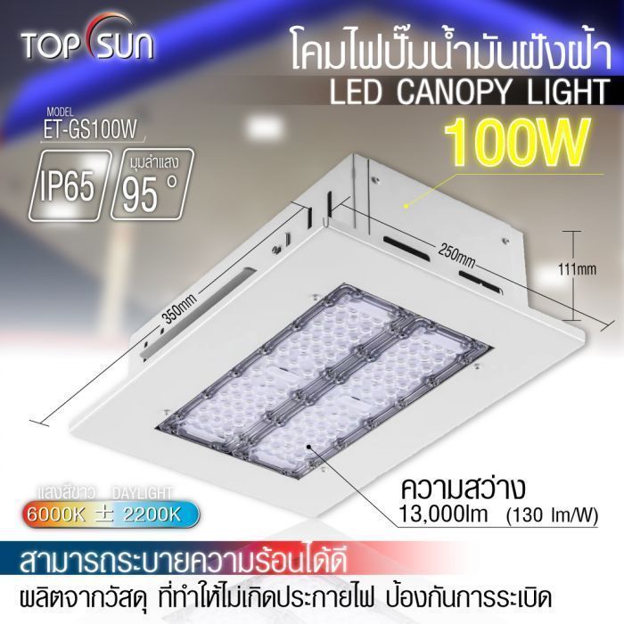 โคมไฟปั๊มน้ำมันฝังฝ้า 100W รุ่น ET-GS100W