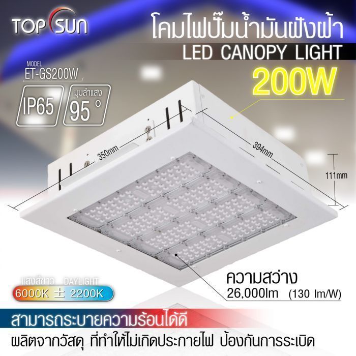 โคมไฟปั๊มน้ำมันฝังฝ้า 200W รุ่น ET-GS200W