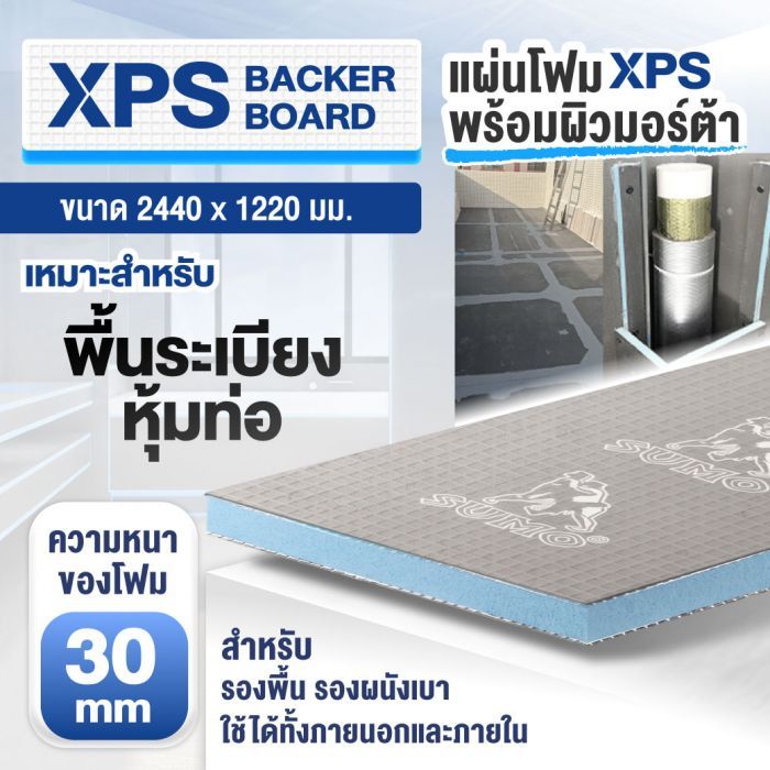 แผ่นโฟม XPS Backer Board SUMO หนา 30 มม. ขนาด 2440x1220x30 มม.
