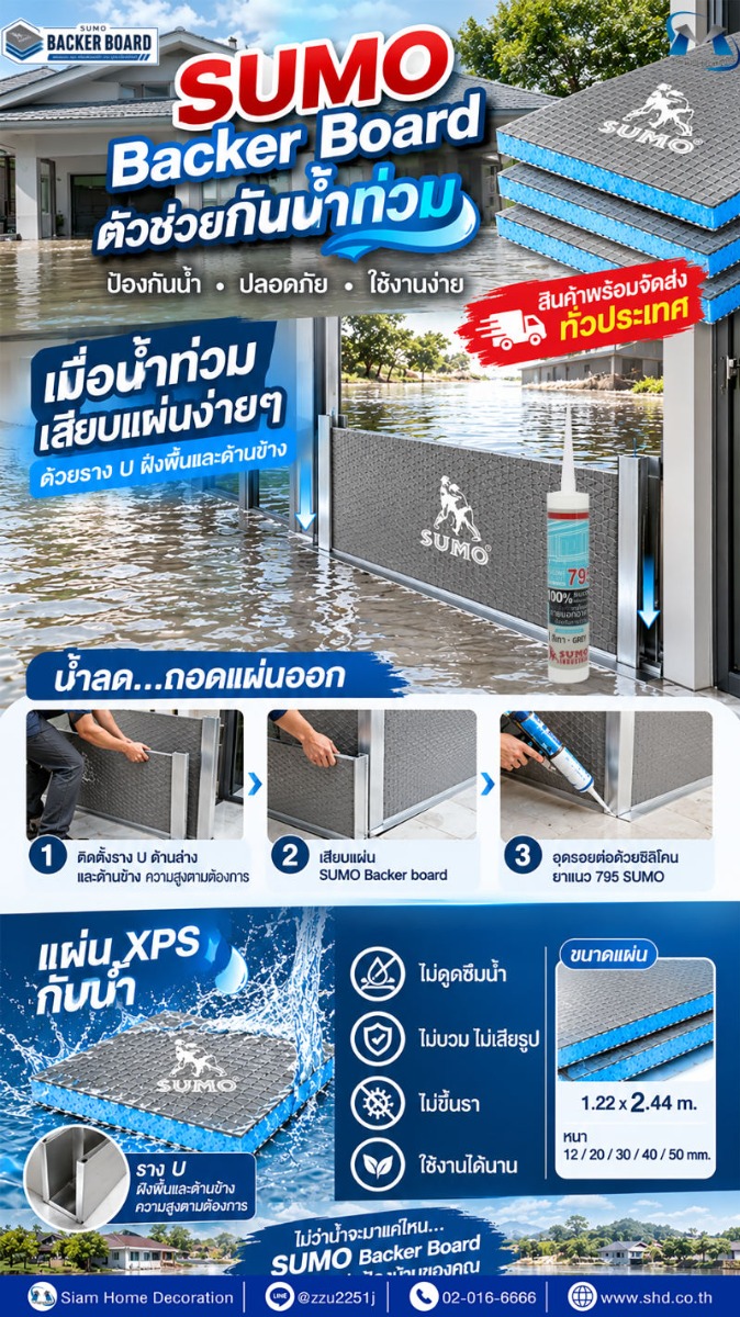 แผงกั้นน้ำท่วม XPS Backer Board