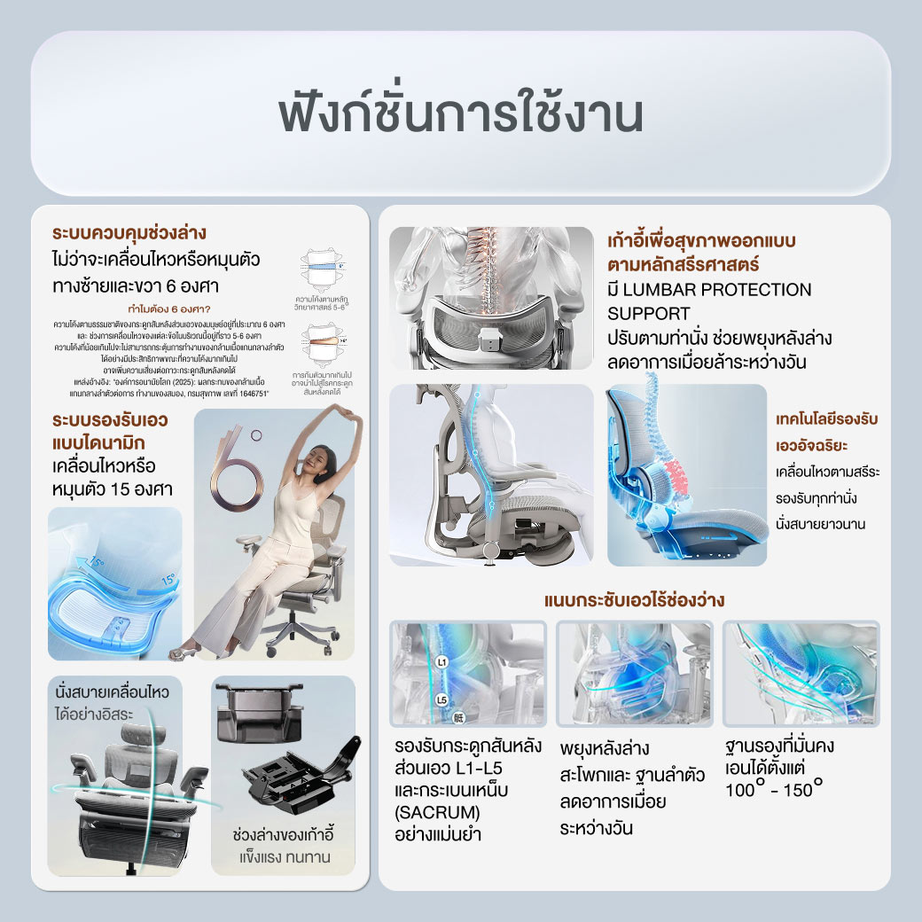 เก้าอี้ทำงานผู้บริหาร เพื่อสุขภาพ Lumbar Protection Support